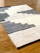 Load image into Gallery viewer, Handwoven Black Geometric Area Rug