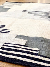 Load image into Gallery viewer, Handwoven Black Geometric Area Rug
