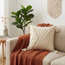 Load image into Gallery viewer, Handwoven Cream Taya Throw Pillow
