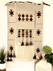 Handwoven Geometric Wallhanging with tassels - Cushy Home Decor