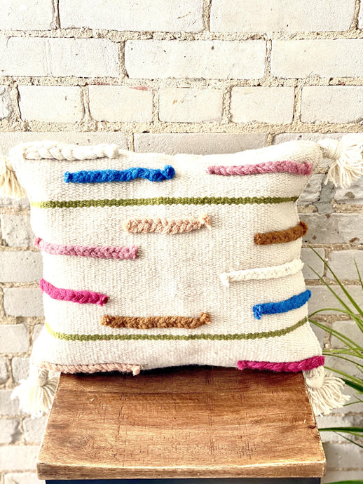 Cream Braids Pillow with tassels - Cushy Home Decor