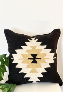Handwoven Black Aztec Throw Pillow - Cushy Home Decor