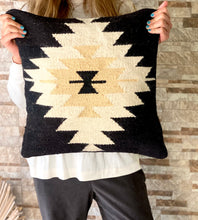 Load image into Gallery viewer, Handwoven Black Aztec Throw Pillow
