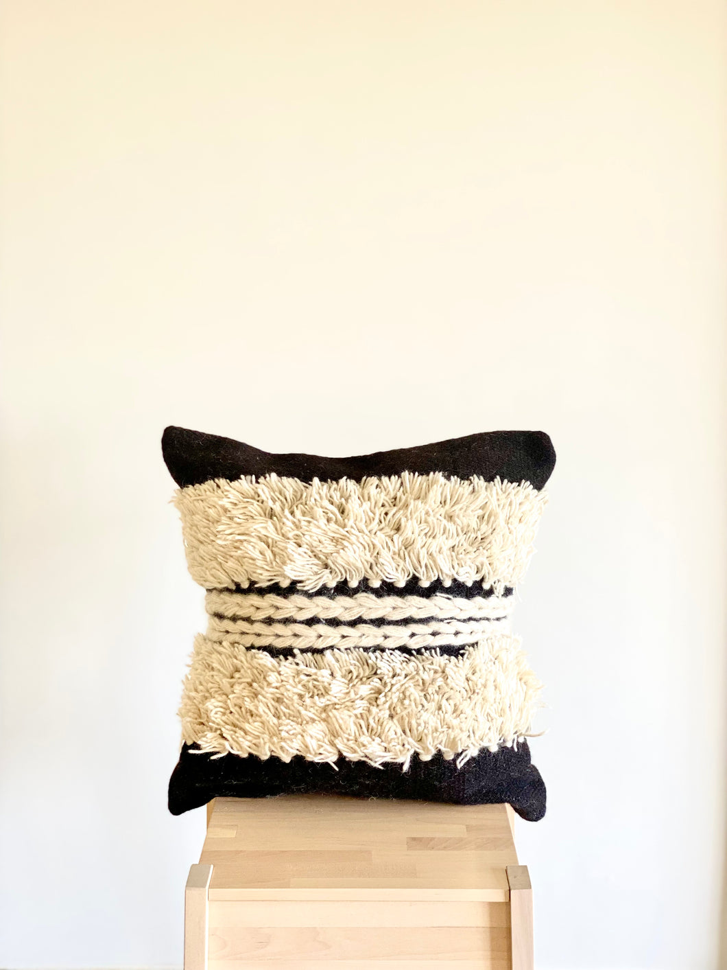 Handwoven White Fringes Boho Pillow